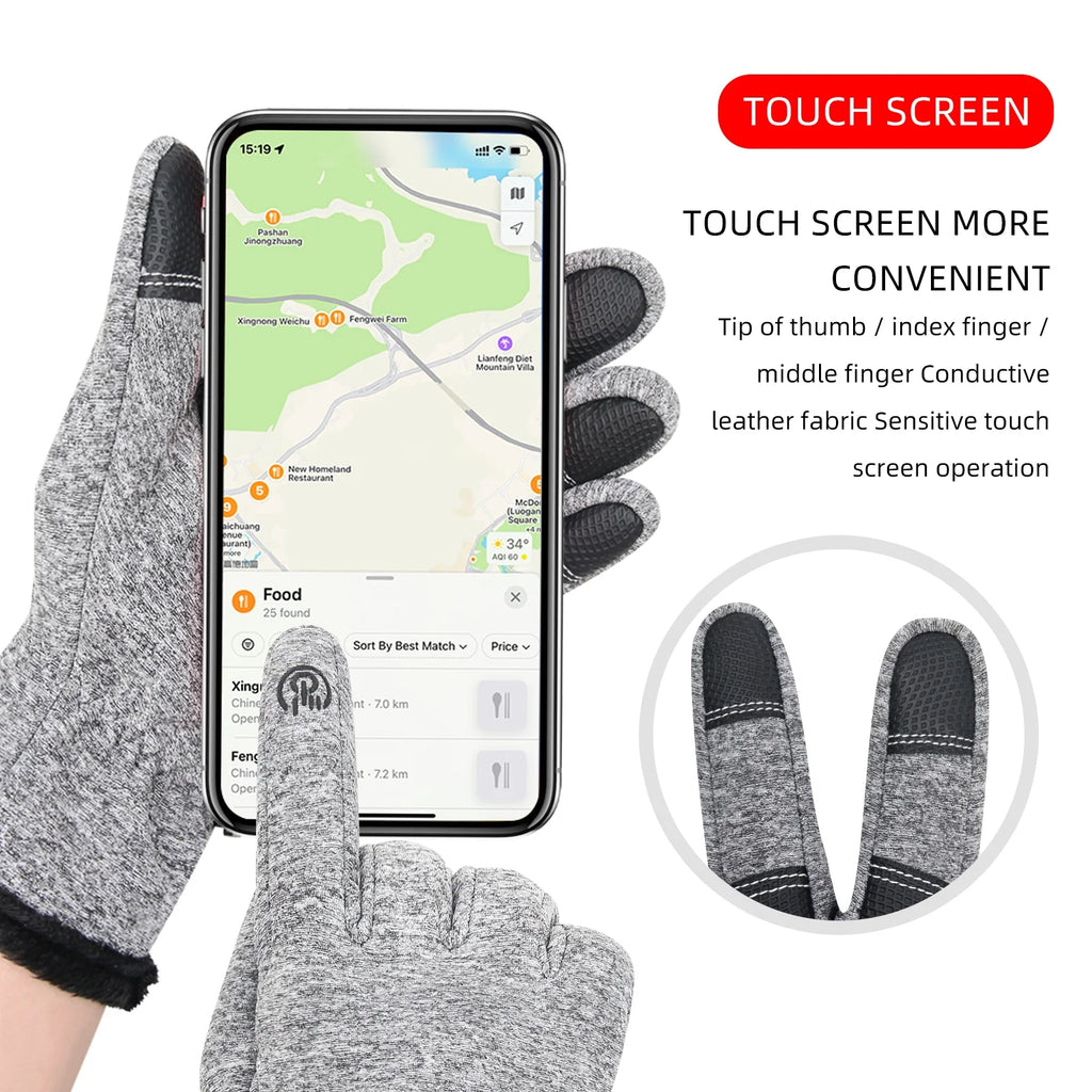 Winter Sports Gloves Warm for Men Women Non-Slip Windproof Thermal Touch Screen Mittens, Christmas Day Gifts for Him