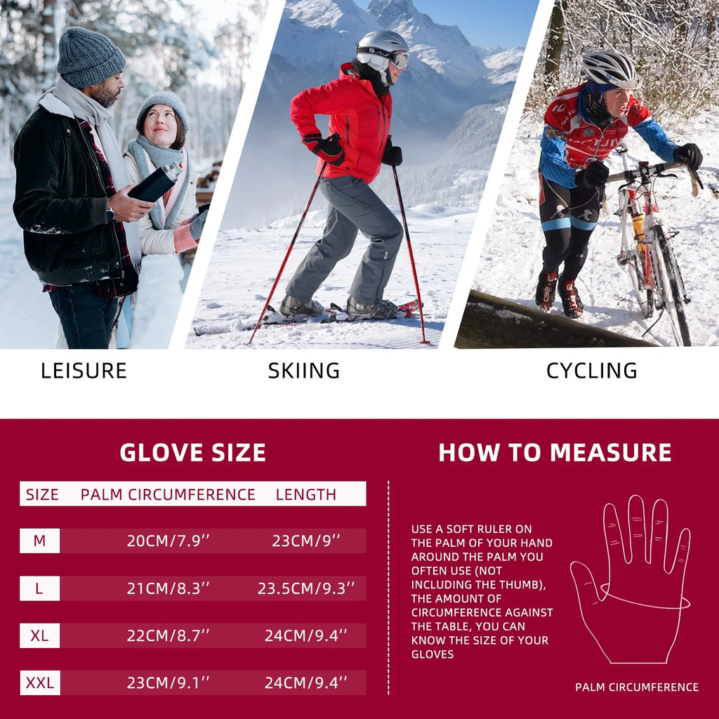 Winter Sports Gloves Warm for Men Women Non-Slip Windproof Thermal Touch Screen Mittens, Christmas Day Gifts for Him