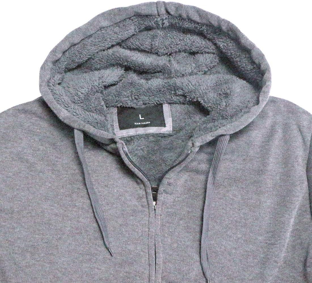 Heavyweight Sherpa Hoodies for Men, Thick Fleece Lined Full Zip up Winter Warm Sweatshirts Work Jackets