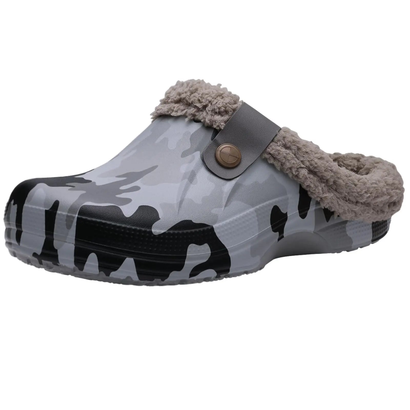 Men's Winter Slippers - Waterproof Furry Plush Indoor Outdoor Shoes
