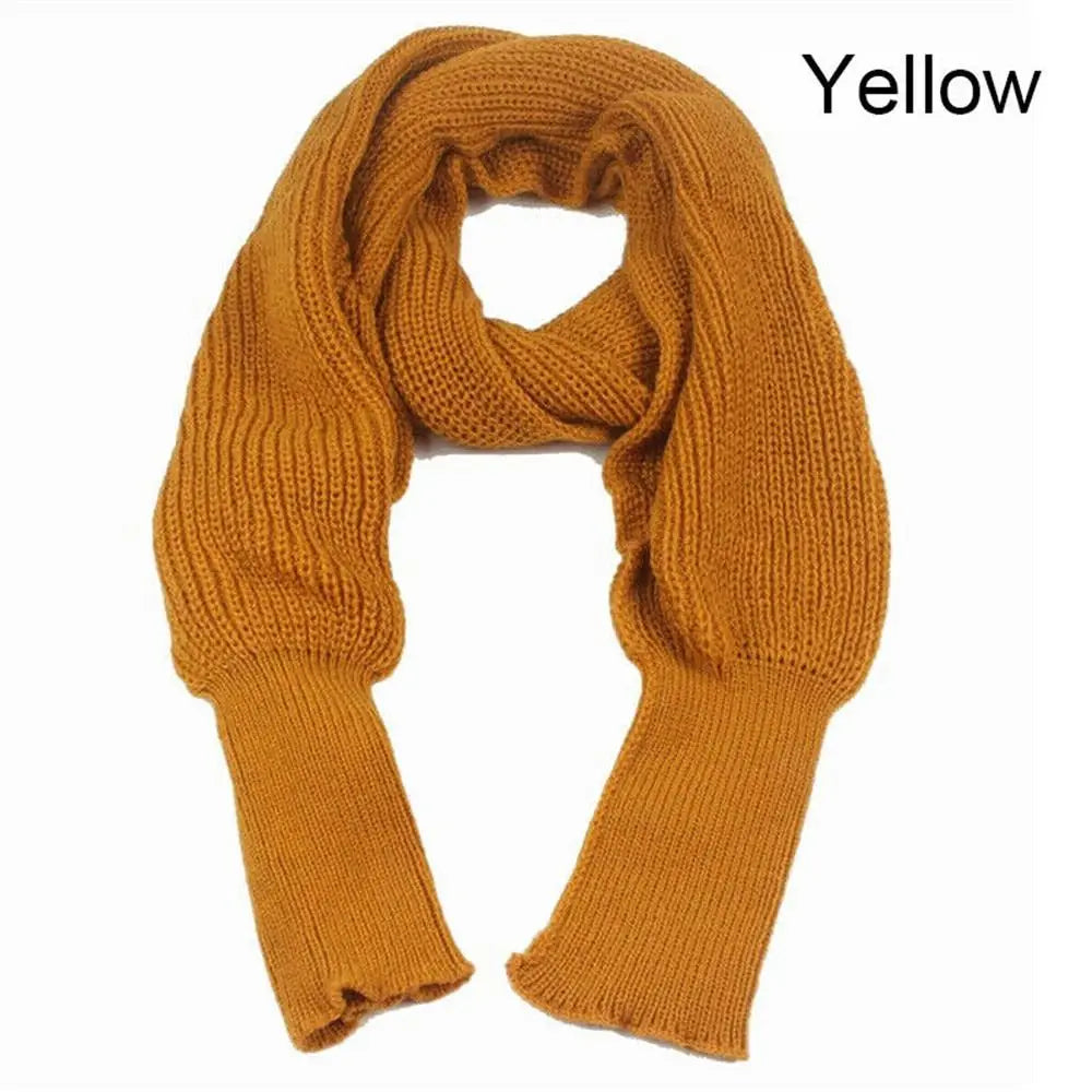 Winter Soft Neckerchief With Sleeves Shawl Neck Warmer Sweater Tops Knitted Scarf