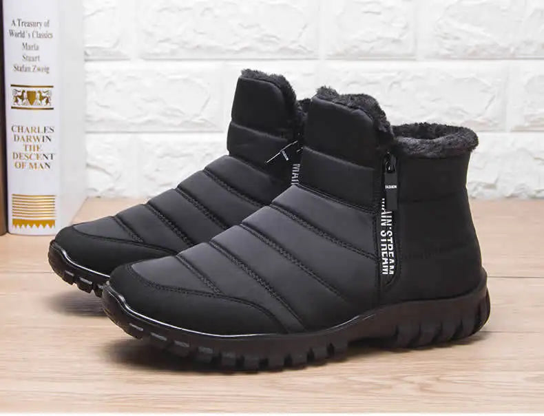 Winter shoes Men's sneakers Warm Cotton Zipper Snow Ankle Boots, Autumncasual shoes  Waterproof Snow Boots free shiping shoe