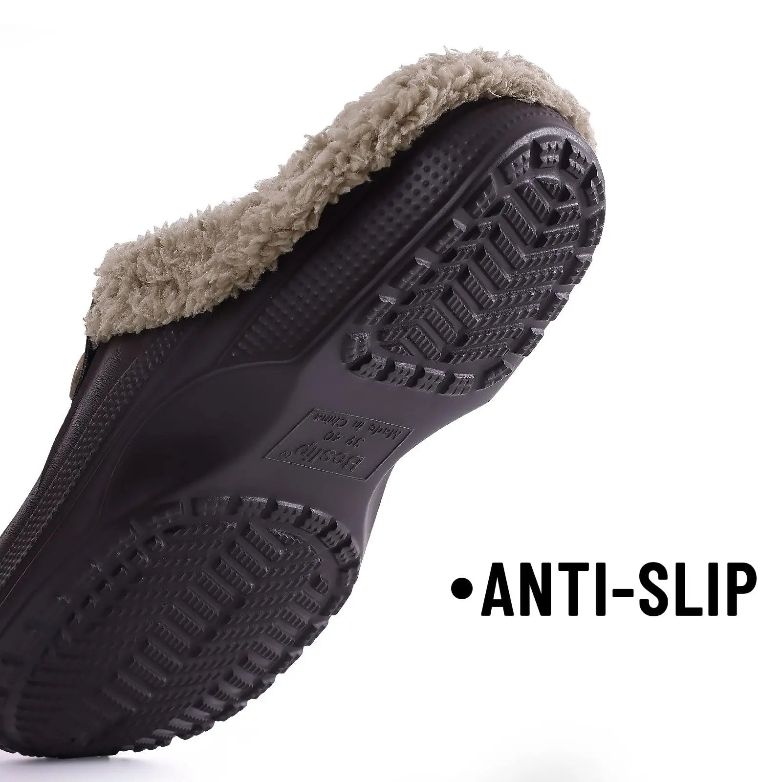 Men's Winter Slippers - Waterproof Furry Plush Indoor Outdoor Shoes