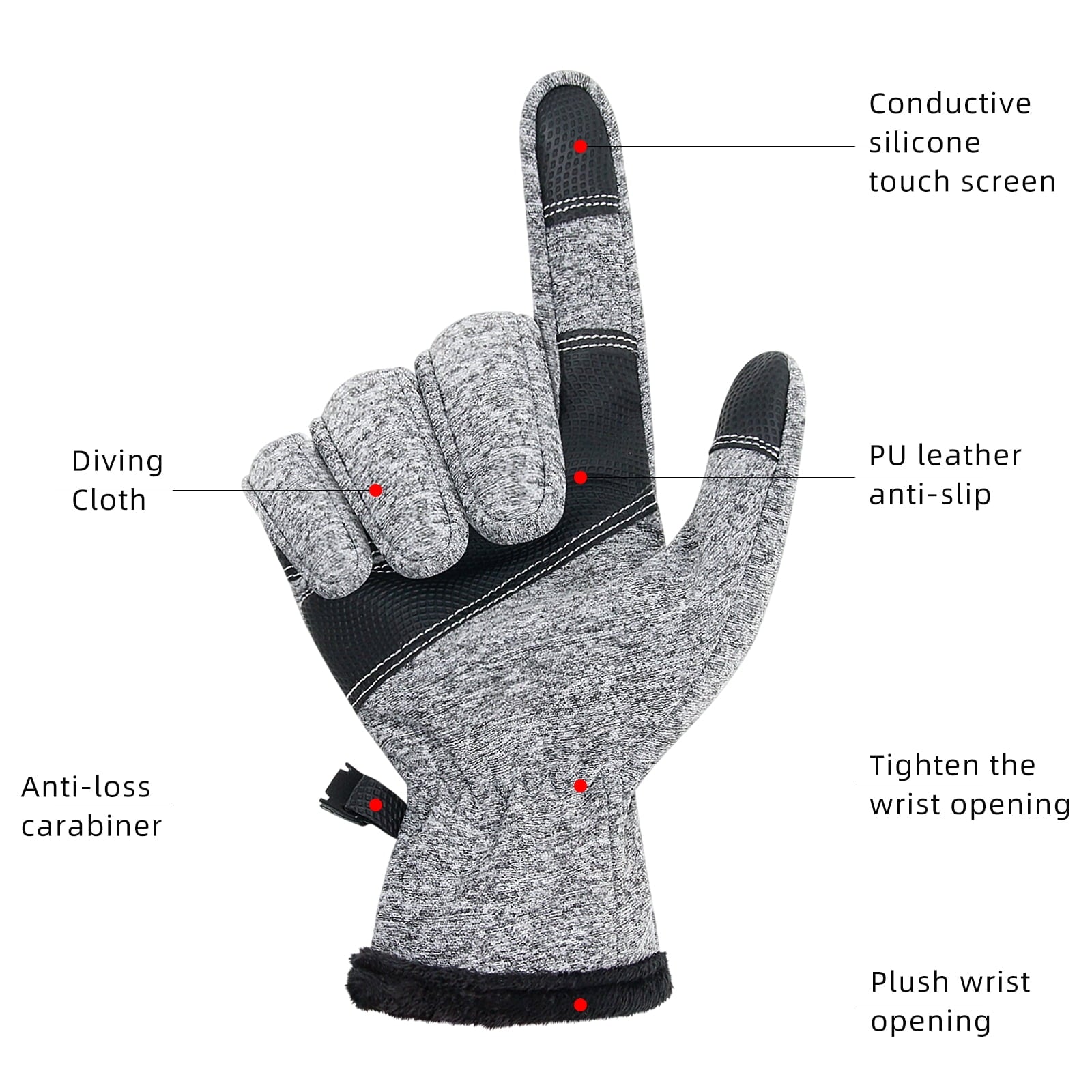 Winter Sports Gloves Warm for Men Women Non-Slip Windproof Thermal Touch Screen Mittens, Christmas Day Gifts for Him