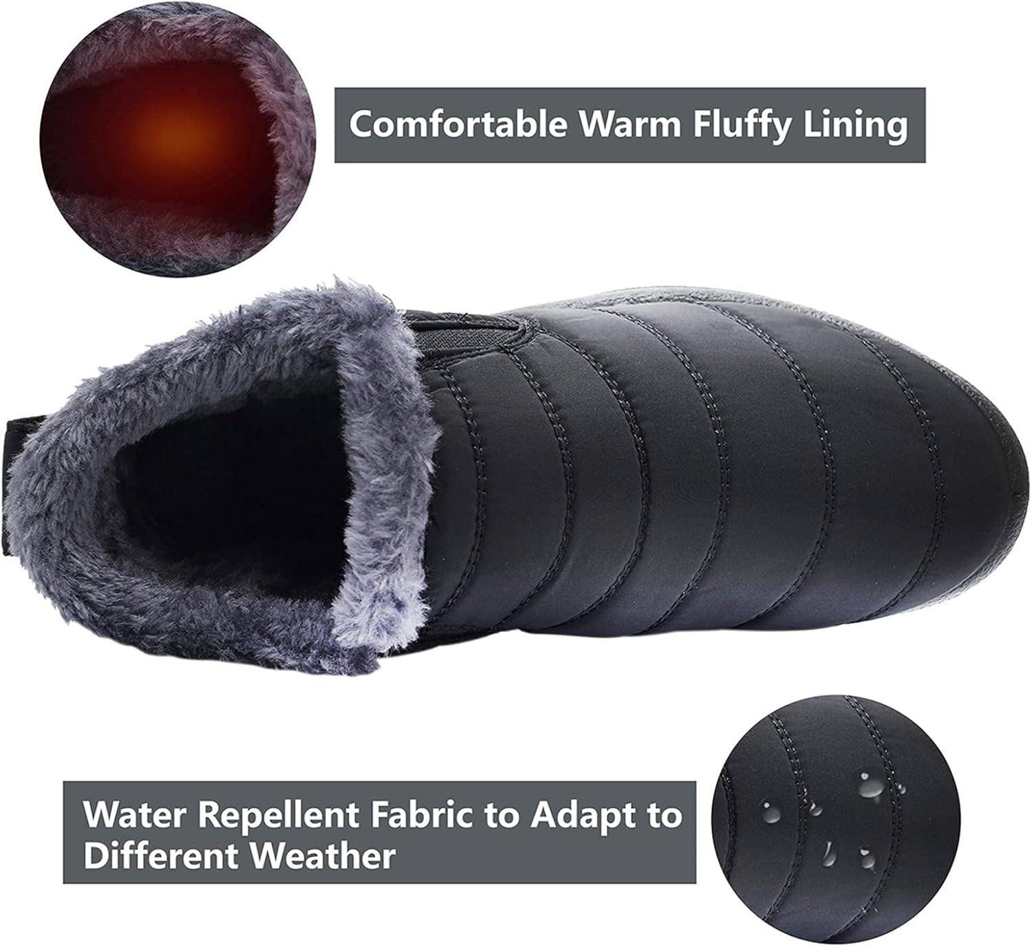 Womens Winter Snow Boots Fur Lined Warm Ankle Boots Slip on Men'S Snow Ankle Boots Lightweight Outdoor Footwear